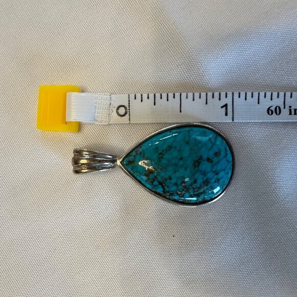 Whitney Kelly WK 925 Signed Sterling Silver Turquoise Pendant Teardrop Southwest - Picture 10 of 12
